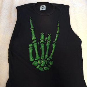 UNIF Deadstock Green Skeleton Hand Muscle Tee
